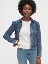 gap collarless denim jacket