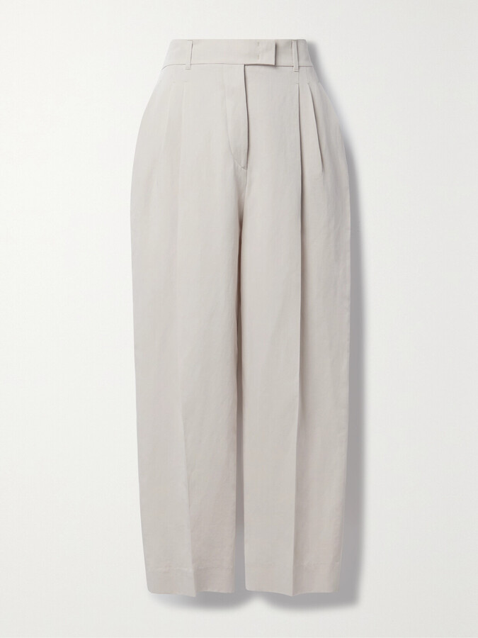 Loro Piana - Wybie Cropped Pleated Wool-blend Twill Wide-leg Pants - Neutrals
