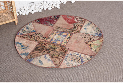 Isabelline 3.3x3.3 ft Small Rug Modern Rug Vintage Rugs Brown Statement Rugs Turkish Rugs