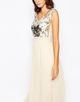 Thumbnail for your product : Little Mistress Chiffon Maxi Dress With Bardot Neck And Sequin Front