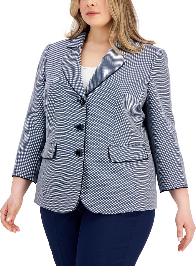 Kasper Women's Dot Jacquard Three-Button Jacket - ShopStyle Blazers