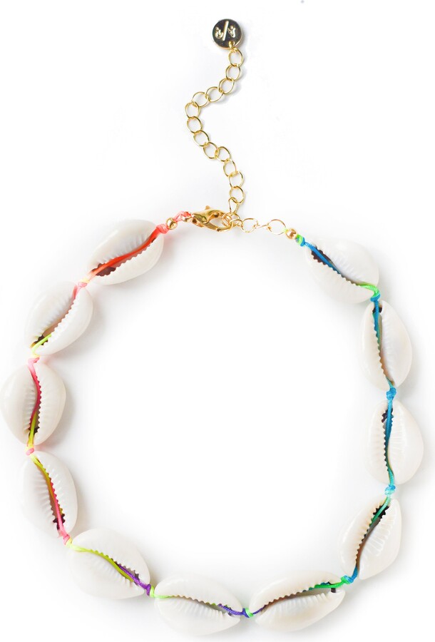 Adriana Pappas Designs Natural Shell Choker On Colored Cord - Brown