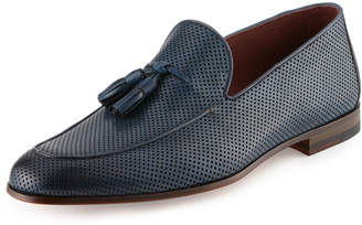 Magnanni Magnanni for Perforated Leather Tassel Loafer, Blue