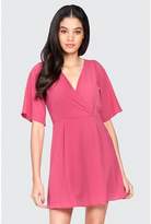 Thumbnail for your product : Select Fashion Fashion Womens Pink Crepe Wrap Tea Dress - size 6