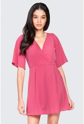 Select Fashion Fashion Womens Pink Crepe Wrap Tea Dress - size 6