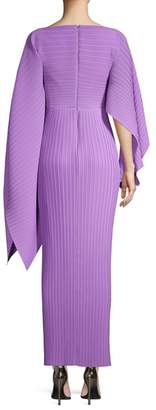 SOLACE London Adami Pleated Asymmetric Sleeve Gown