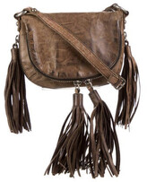 Thumbnail for your product : AllSaints Tassel Accented Fold Over Distressed Crossbody