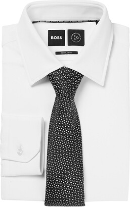 HUGO BOSS Micro-pattern tie in pure silk jacquard