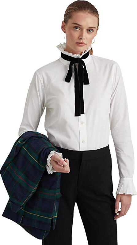 cotton tie neck shirt ralph lauren
