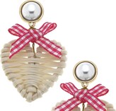 Thumbnail for your product : Canvas Style Piper Rattan & Gingham Heart Drop Earrings