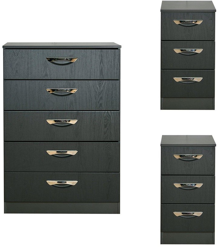 Swift Canterbury 3 Piece Ready Assembled Package 5 Drawer chest and 2