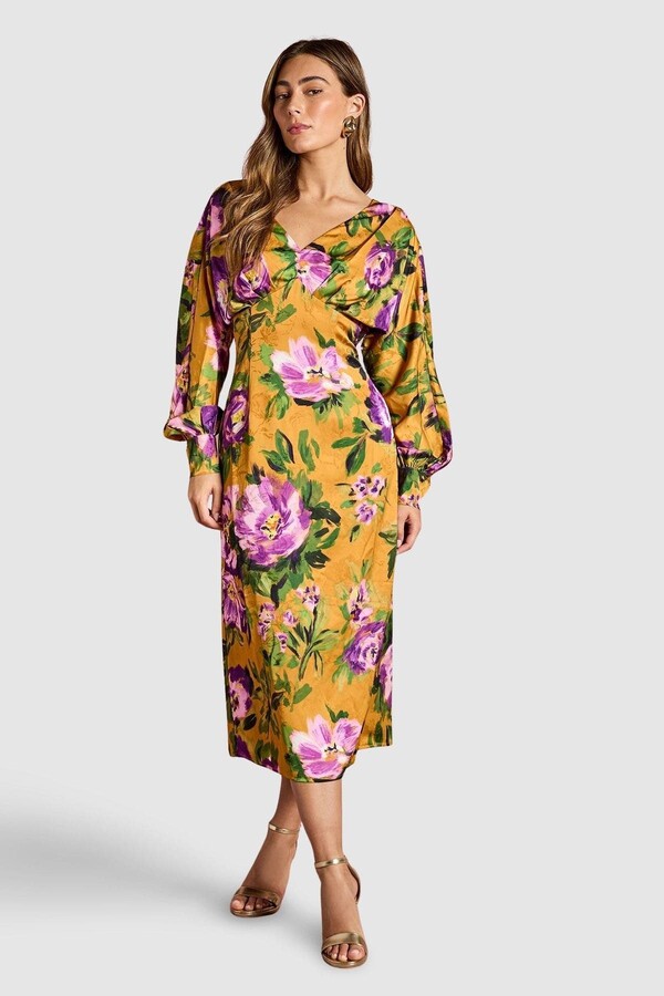 Coast Printed Satin Cowl Back Maxi Dress