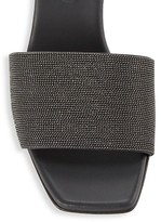 Thumbnail for your product : Brunello Cucinelli Monili-Trimmed Leather Wedge Mules
