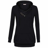 Thumbnail for your product : Lazzboy Womens Sweatshirt Hoodie Tops Long Sleeve Crowl Neck Pocket Solid Button Drawtring Hooded Pullover(L(12)