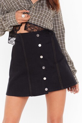 Nasty Gal Womens Vintage Button Down Denim Mini Skirt - Black - S