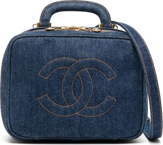 Chanel Pre Owned 1997 CC stitch denim cosmetic handbag - ShopStyle