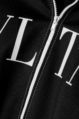 Valentino Silk Crepe-trimmed Printed Jersey Mini Dress - Black