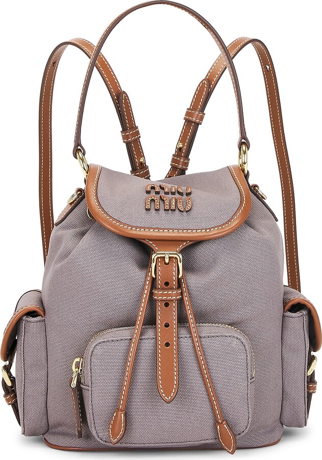 Miu Miu Canapa & Soft Calf Backpack in Beige