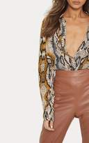 Thumbnail for your product : PrettyLittleThing Stone Snake Print Oversized Shirt