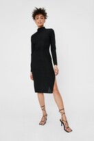 Thumbnail for your product : Nasty Gal Womens High Neck Ribbed Side Split Midi Dress - Black - 8