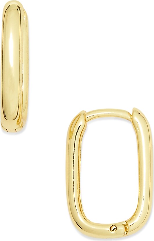 Argentovivo Oblong Hoop Earrings in 14K Gold Plated Sterling Silver