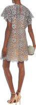 Thumbnail for your product : Valentino Ruffled Metallic Corded Lace Mini Dress