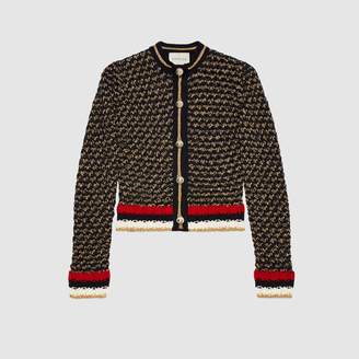 Gucci Lame blend cardigan with Web