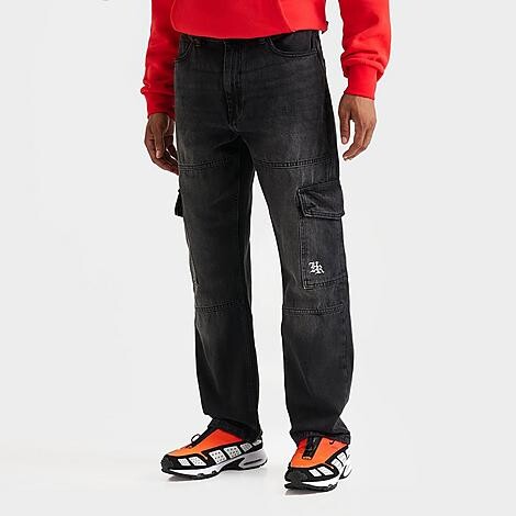 Hoodrich Men's Force Straight Loose Denim Jeans in Black Wash | Size: Large