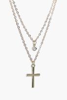 Thumbnail for your product : boohoo Nancy Diamante And Cross Layered Necklace