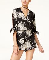 Thumbnail for your product : Be Bop Juniors' Printed Lace-Trim Split-Sleeve Romper