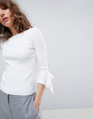 HUGO Ribbed Sweater With Flared Sleeve Detail