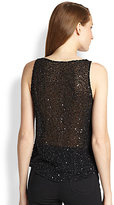 Thumbnail for your product : Alice + Olivia Lucy Embellished Silk Trapeze Top