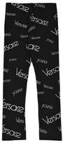 Thumbnail for your product : Versace LOGO PRINT COTTON JERSEY LEGGINGS