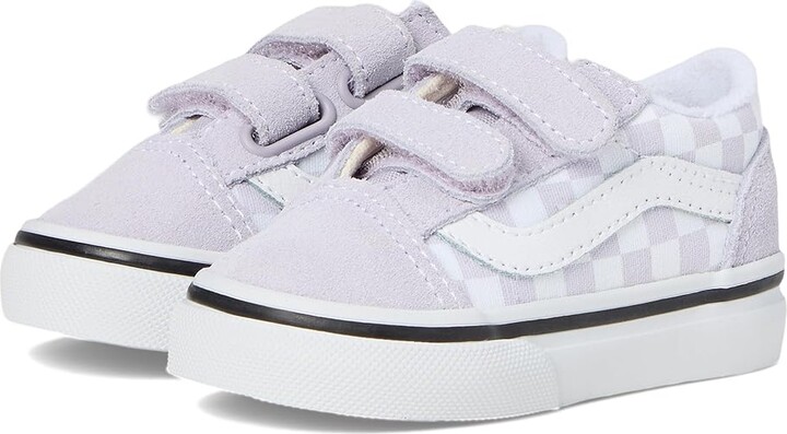 Vans Kids Old Skool V (Infant/Toddler) Kids Shoes Color Theory Checkerboard Lilac Mist : 7 Toddler M, Canvas