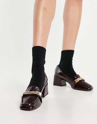 ASOS DESIGN Sinclair square toe loafers in burgundy