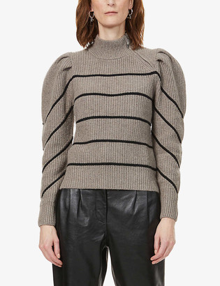 striped puff sleeve sweater