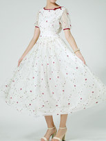 Thumbnail for your product : Choies White Embroidery Floral Maxi Dress With Mesh Sleeves