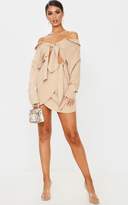 Thumbnail for your product : PrettyLittleThing Fawn Bardot Cut Out Knot Detail Wrap Bodycon Dress