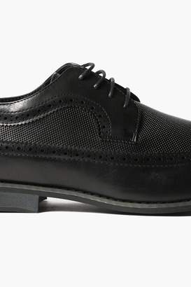boohoo Black Textured Brogues With Perforated Detail