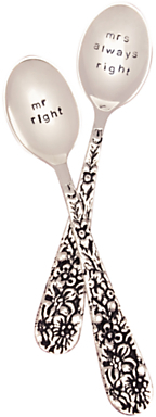 The Cutlery Commission Silver-Plated Mr & Mrs Right Teaspoon Set
