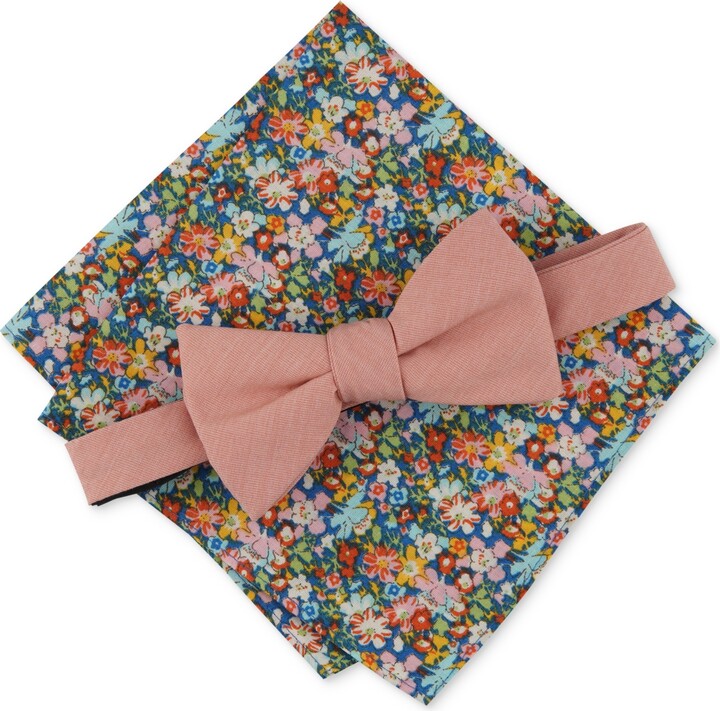 Bar III Men's Solid Bow Tie & Floral Pocket Square Set, Created for Macy's  - ShopStyle