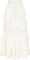 Thumbnail for your product : Dolce & Gabbana Tiered Lace Detail High Waisted Midi Skirt