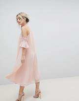Thumbnail for your product : True Decadence Petite Pleated Swing Dress With Cold Shoulder Detail