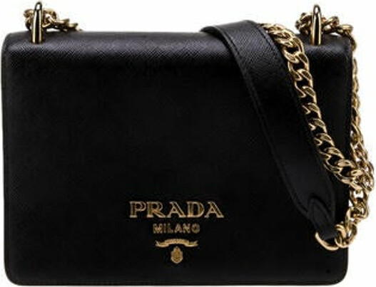 Prada - Saffiano Lux Chain Flap Crossbody Nero