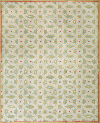 Rugs On Net One-of-a-Kind Hand-Knotted 8' x 10' Wool Area Rug in Tan/Green/Blue