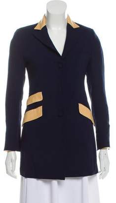 Michele Negri Button-Up Wool Blazer Navy Michele Negri Button-Up Wool Blazer