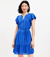 Thumbnail for your product : LOFT Textured Stripe Flutter Button Swing Dress