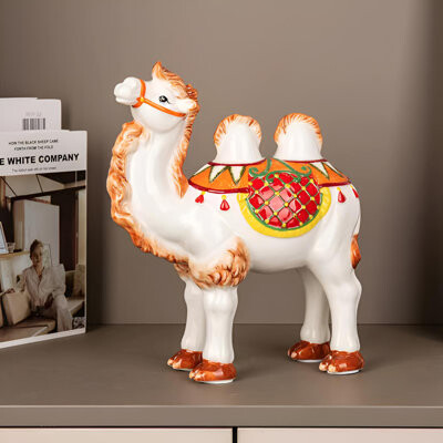 Infinity Handcrafted Glazed Ceramic Camel Statue – Artistic Ornament For Modern Interiors