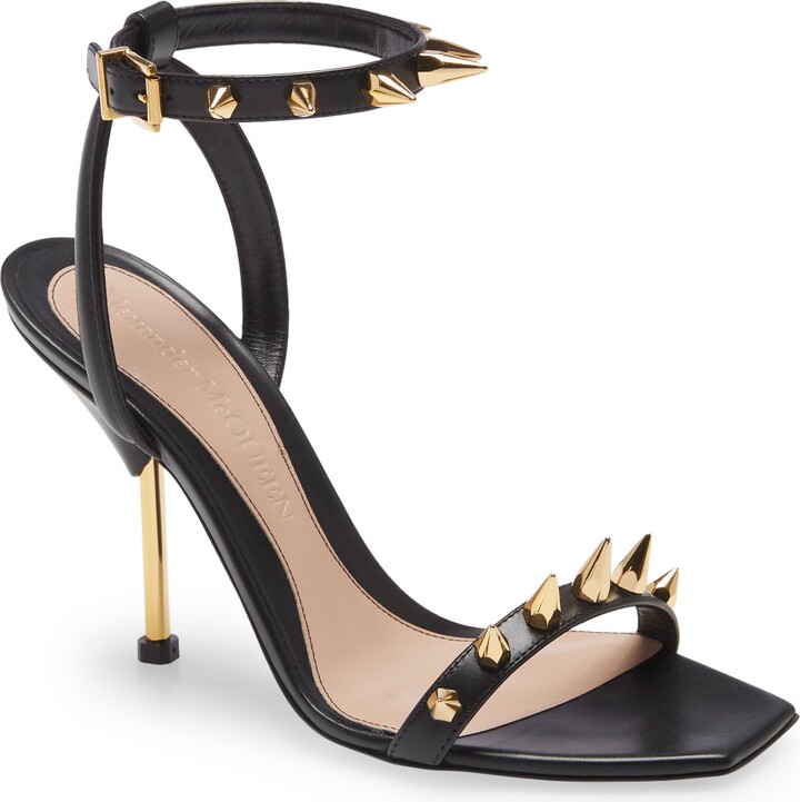 Arc-en-Ciel007 Womens Shoes Studded Stiletto High Heel Ankle Strap Heeled Sandal-Gold-Us9 