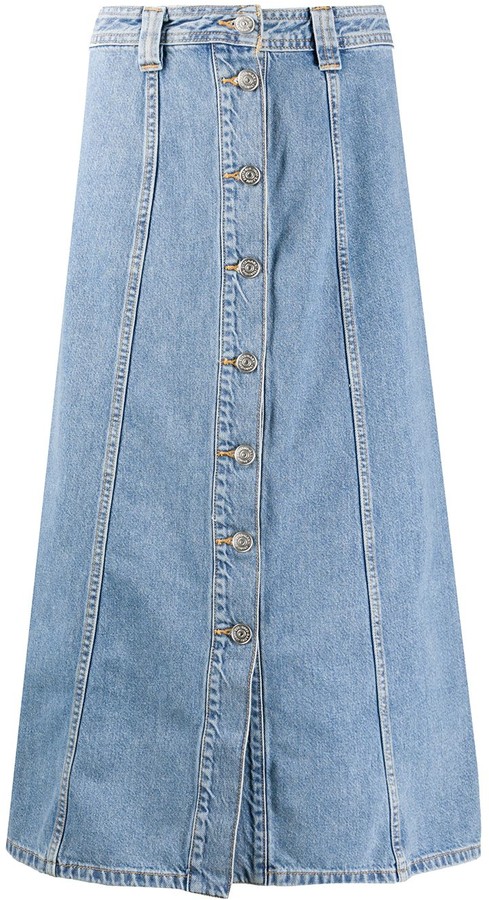 denim midi skirt a line